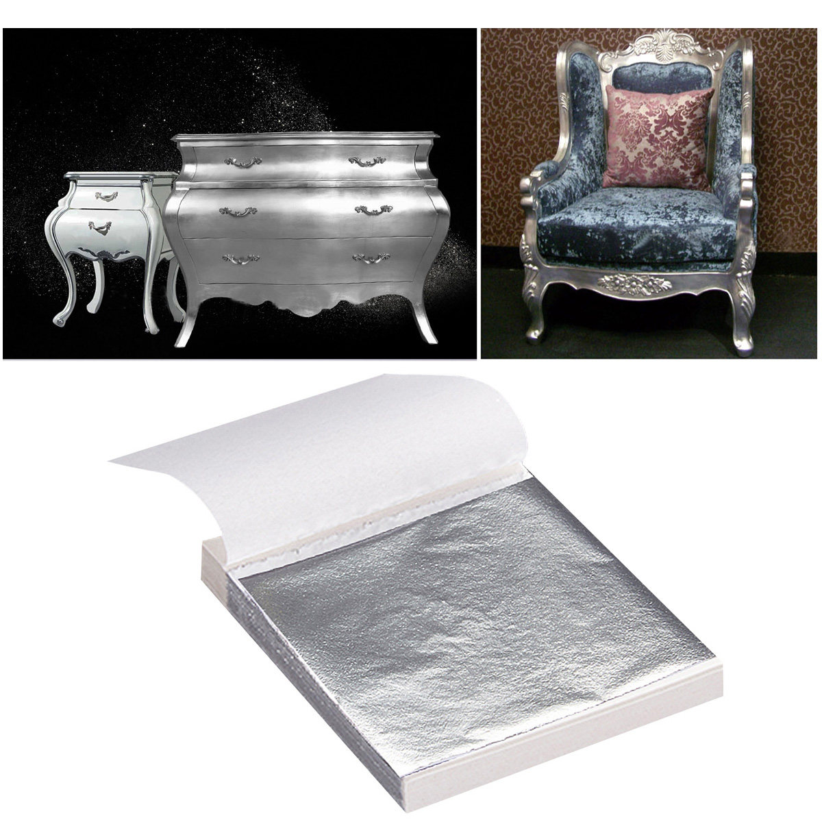 Art Craft With Leaves - 100 Sheets 9x9cm Imitation Silver Leaf