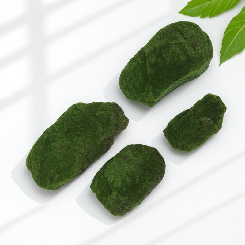 Art Craft With Leaves - 4Pcs Artificial Faux Moss Stones Maintenance