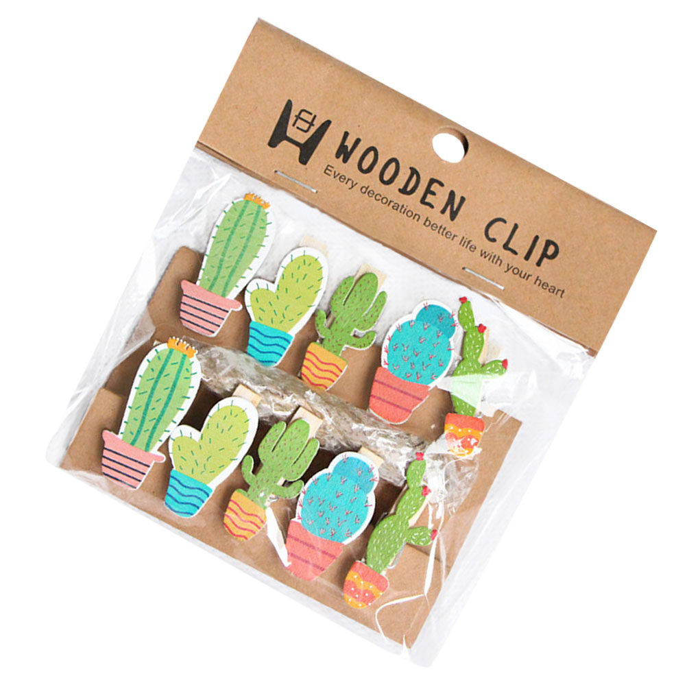 Art Craft Board - 10Pcs Cactus Wooden Photo Clips Fine
