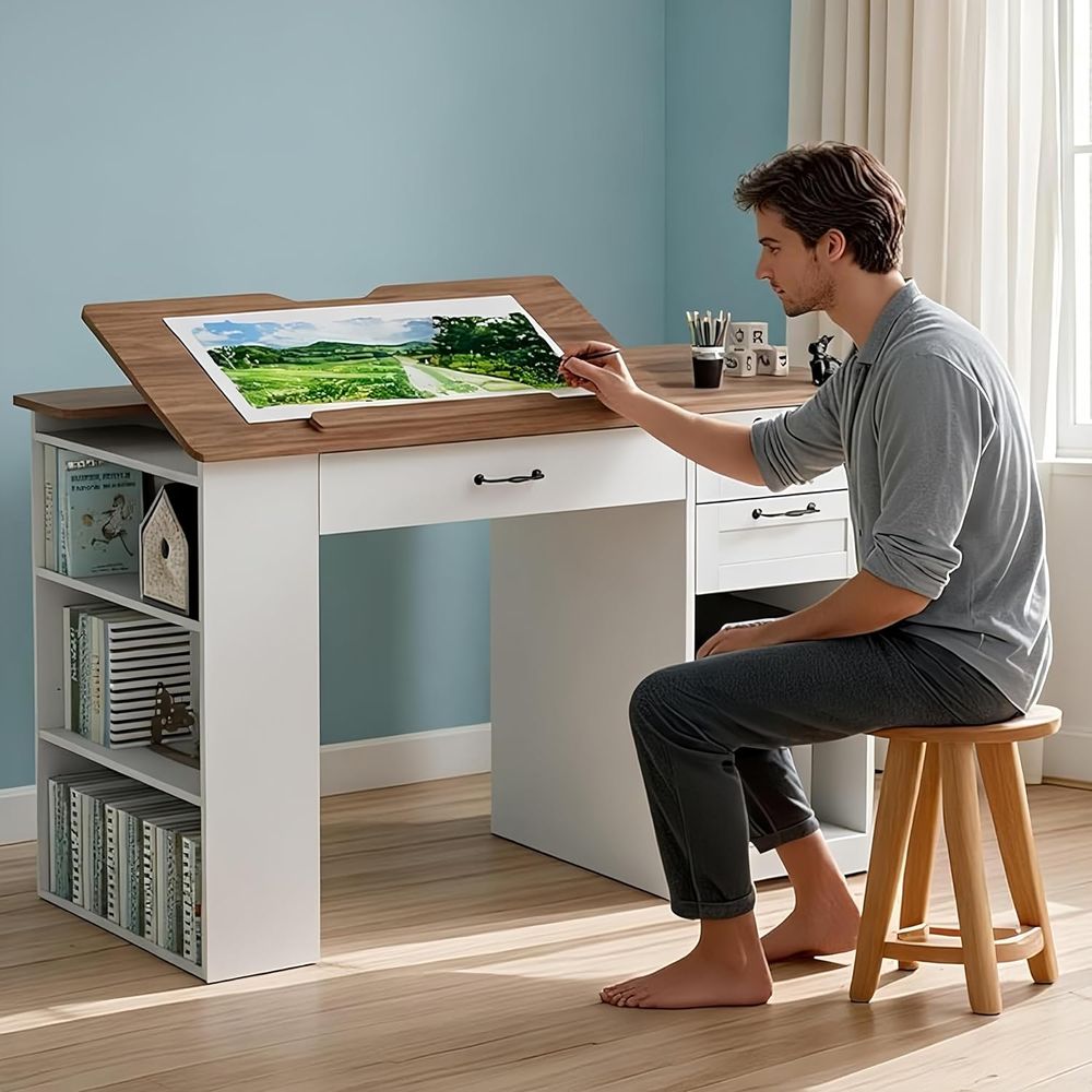 Art & Craft Paper Origami - Adjustable Desk with Storage and Open