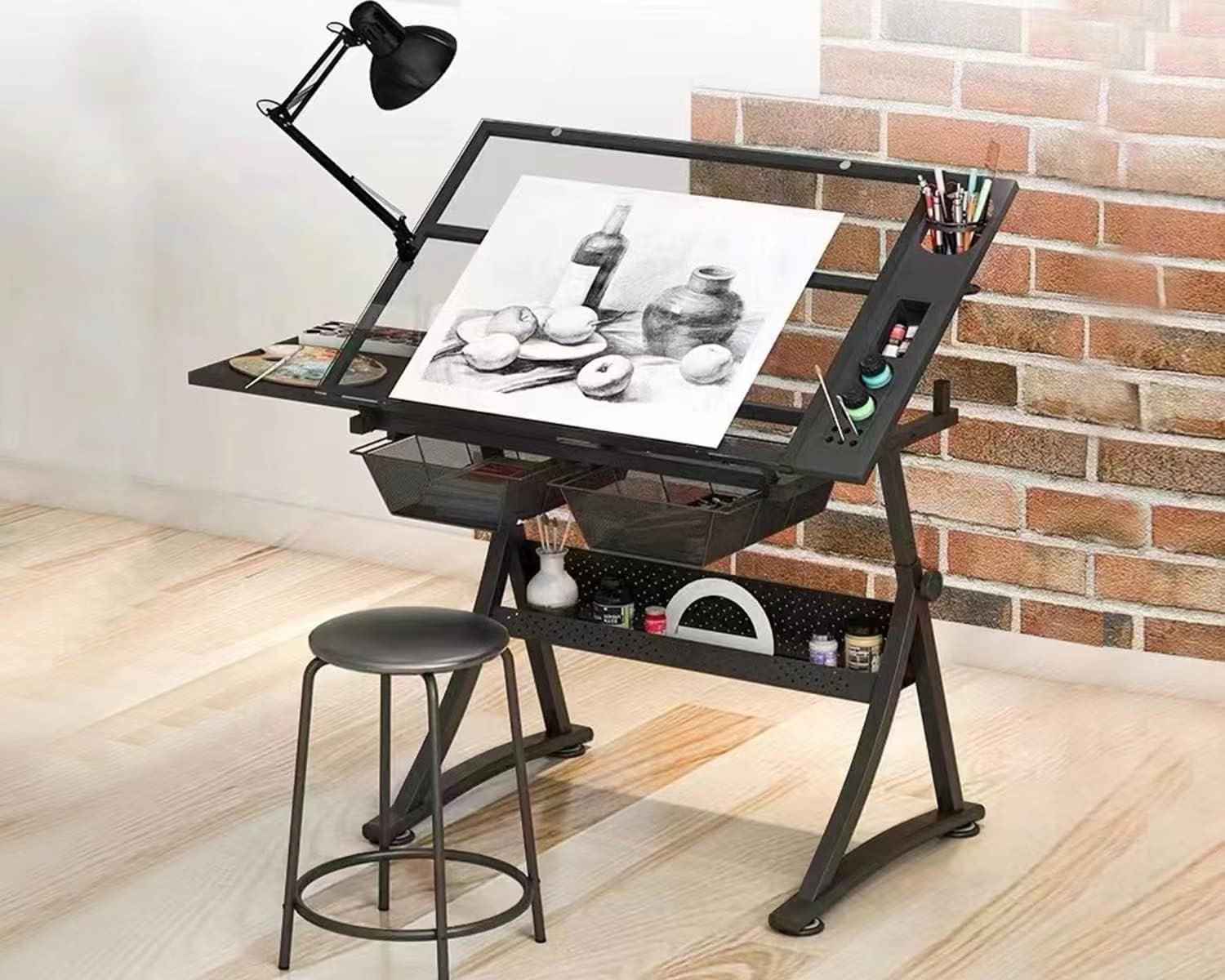 Artwork Craft - Glass Drafting Table Art Desk –