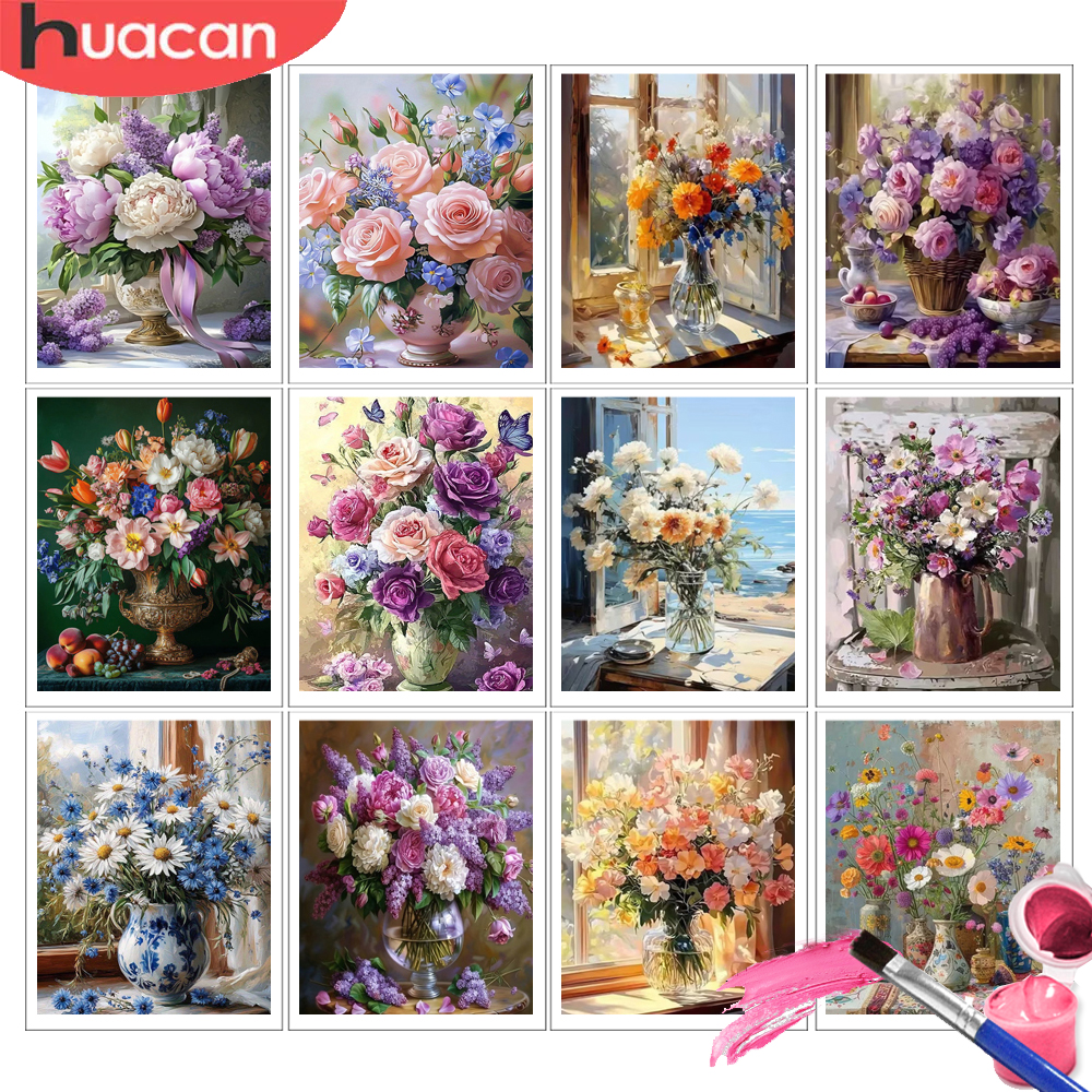 Art Craft Number - HUACAN Painting By Numbers Adults Rose
