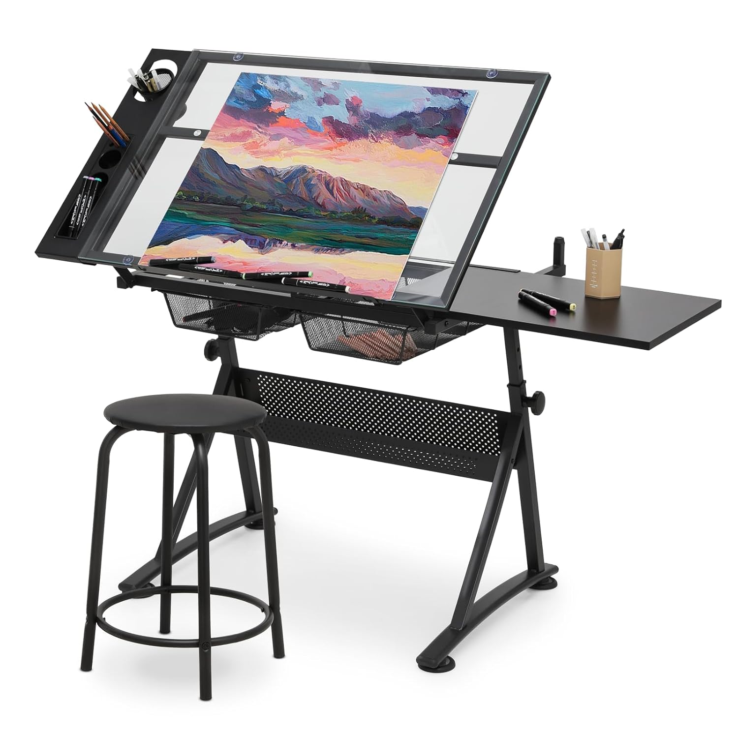 Art & Craft Paper Origami - Drafting Table with Height Adjustable Glass