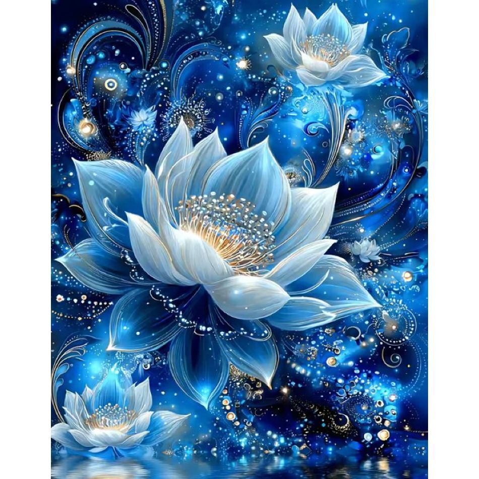 Art Craft Ideas With Paper - RUOPOTY Blue Lotus Diamond Painting Kits