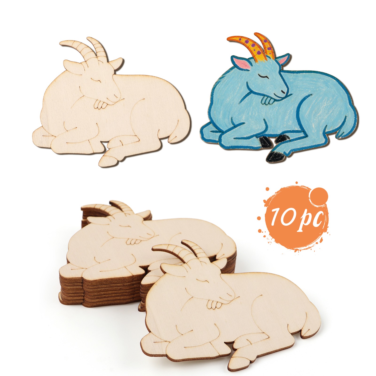 Art & Craft Paper Origami - 10pcs/set Unfinished Wood Sheep Animal Ornaments