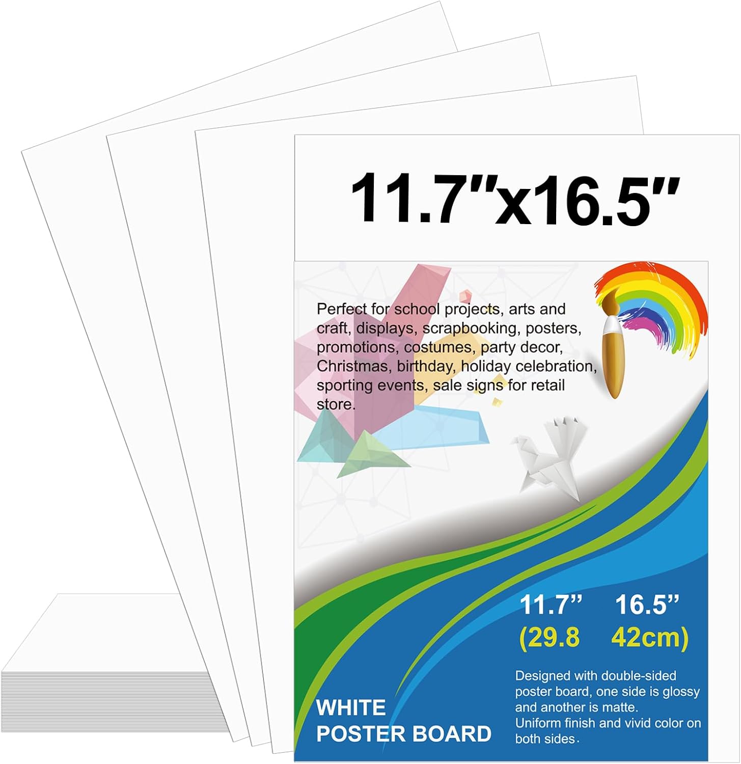 Art Craft Board - 25 Pack White Poster Board 11.7x16.5