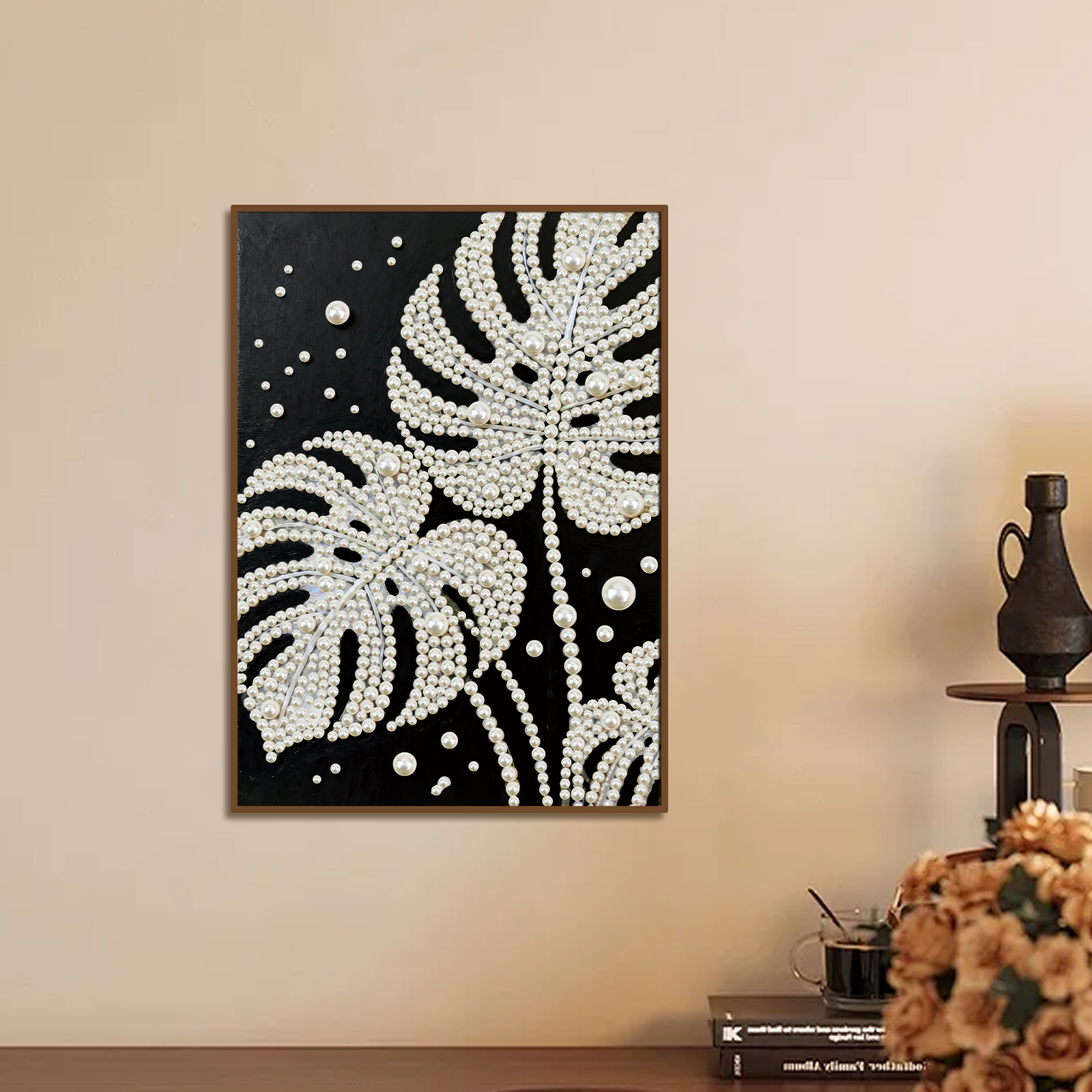 DIY Pearl Diamond Art Painting - Art Craft With Leaves avaliação e preço