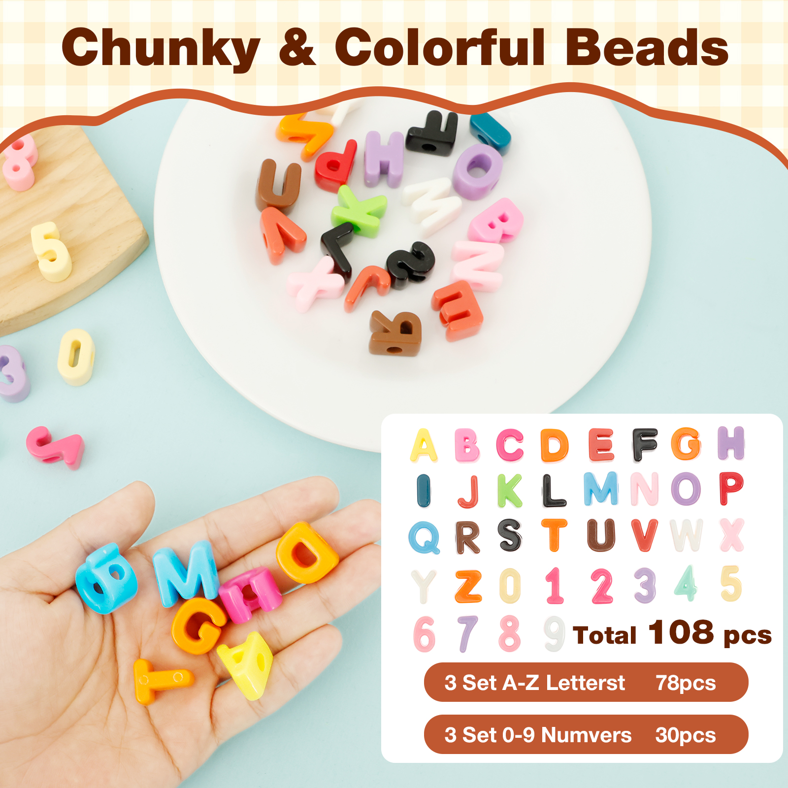 36/108Pcs 6mm Hole Chunky Acry - Art And Craft Letter Z avaliação e preço