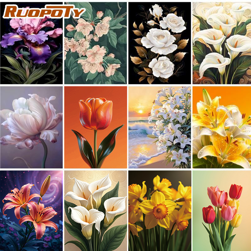 RUOPOTY Flower 5d Diamond Pain - Art Craft Ideas With Paper avaliação e preço