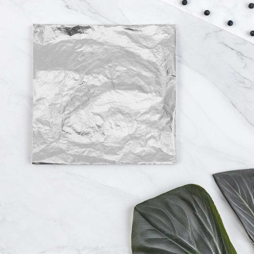 100Pcs Silver Foil Paper Sheet - Art Craft With Leaves avaliação e preço