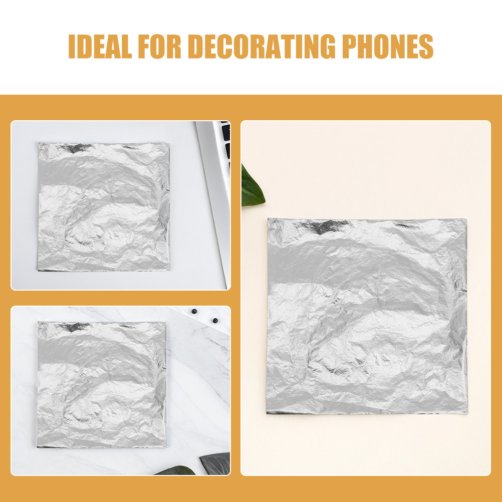 100Pcs Silver Foil Paper Sheet - Art Craft With Leaves avaliação e preço