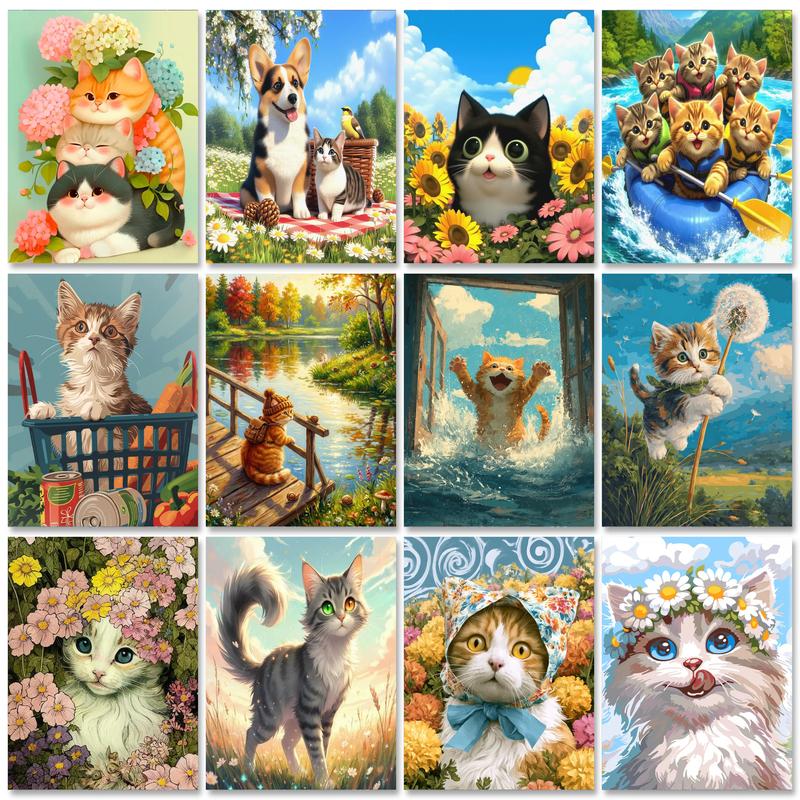 GATYZTORY Cat Painting By Numb - Art Craft Number avaliação e preço
