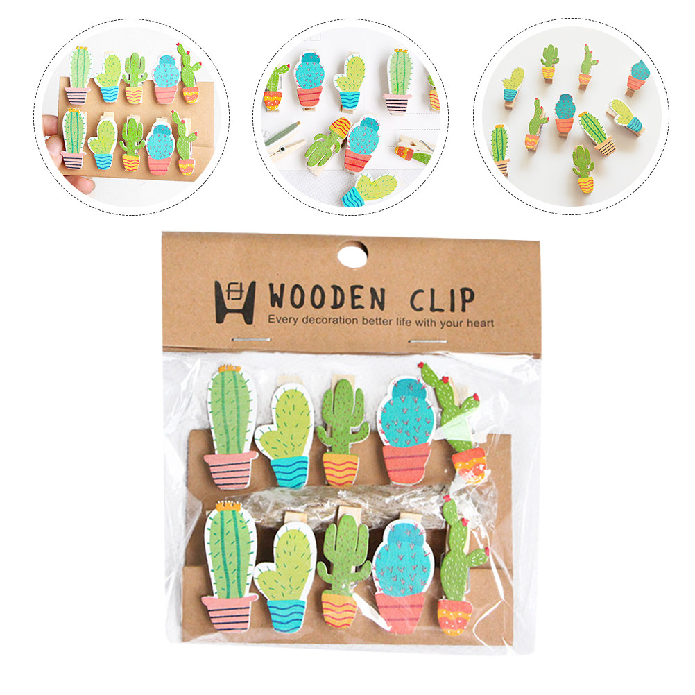 10Pcs Cactus Wooden Photo Clip - Art Craft Board avaliação e preço