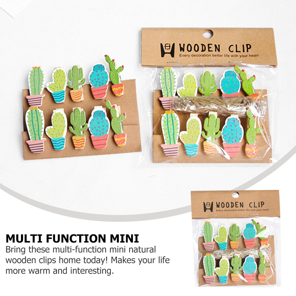 10Pcs Cactus Wooden Photo Clip - Art Craft Board avaliação e preço