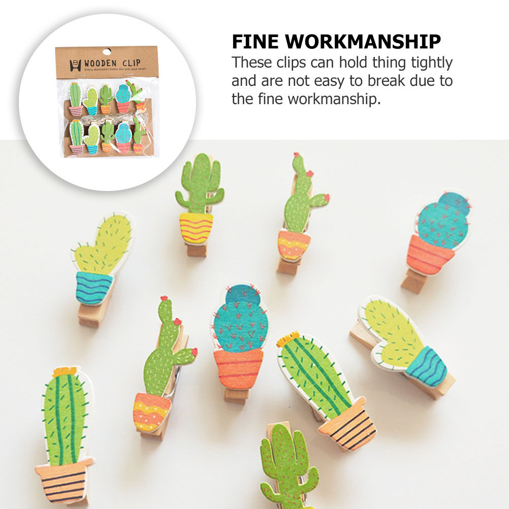 10Pcs Cactus Wooden Photo Clip - Art Craft Board avaliação e preço