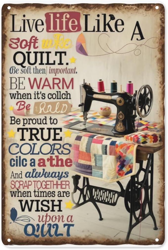 Vintage Quilt Tin Sign IN Craf - Art Craft Store avaliação e preço