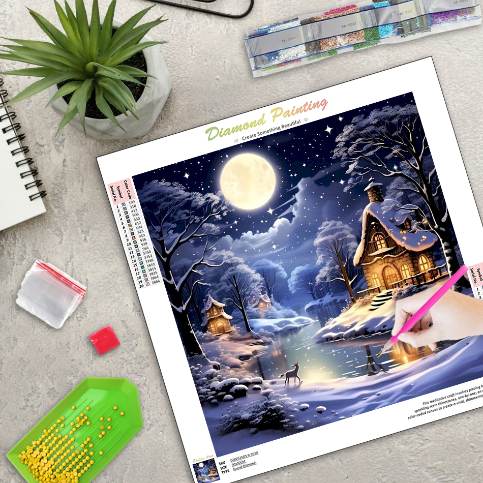 Snow House 5d Diamond Painting - Art Craft Ideas With Paper avaliação e preço