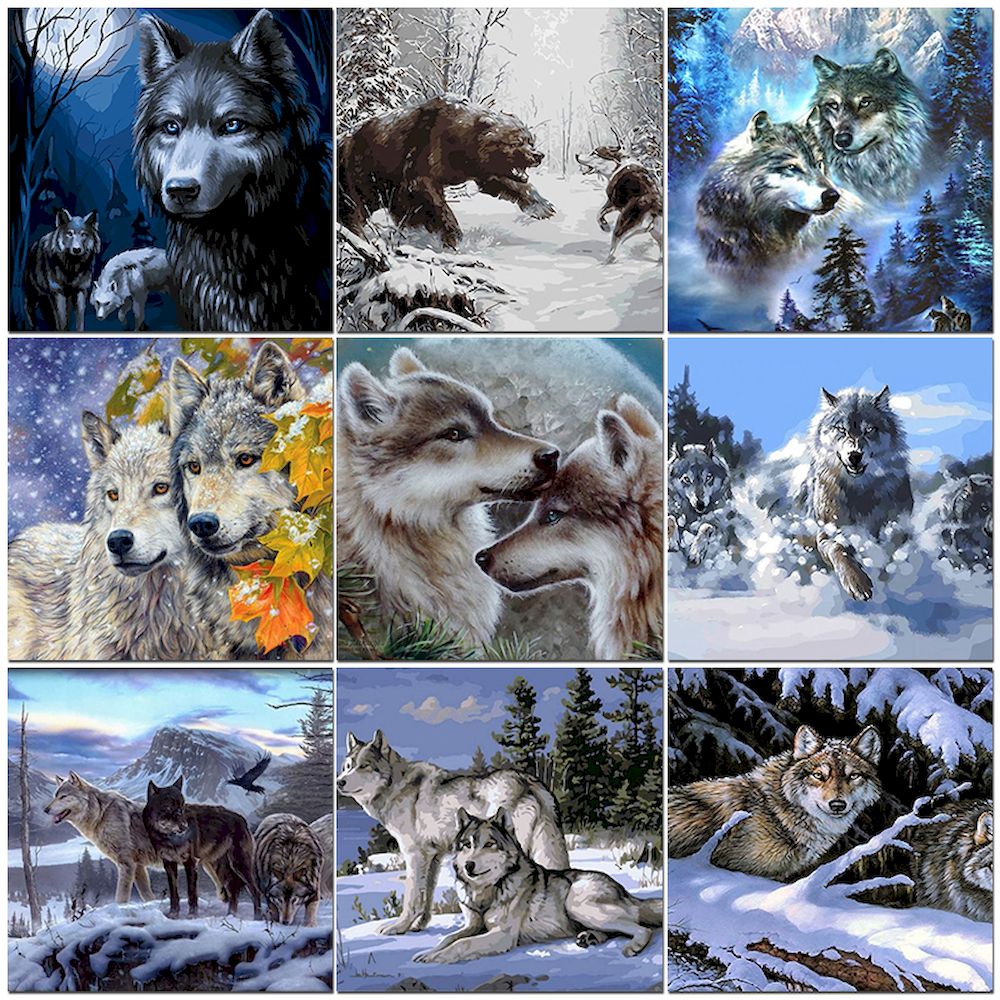 Painting By Numbers Wolf Oil P - Art Craft Number avaliação e preço