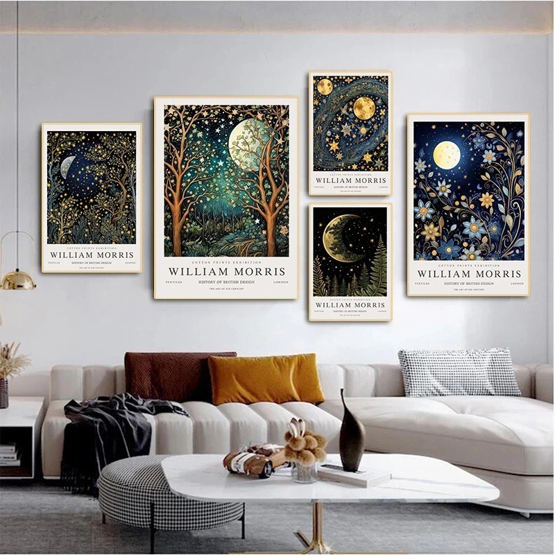 Vintage Moon and Stars William - Art Craft William Morris avaliação e preço