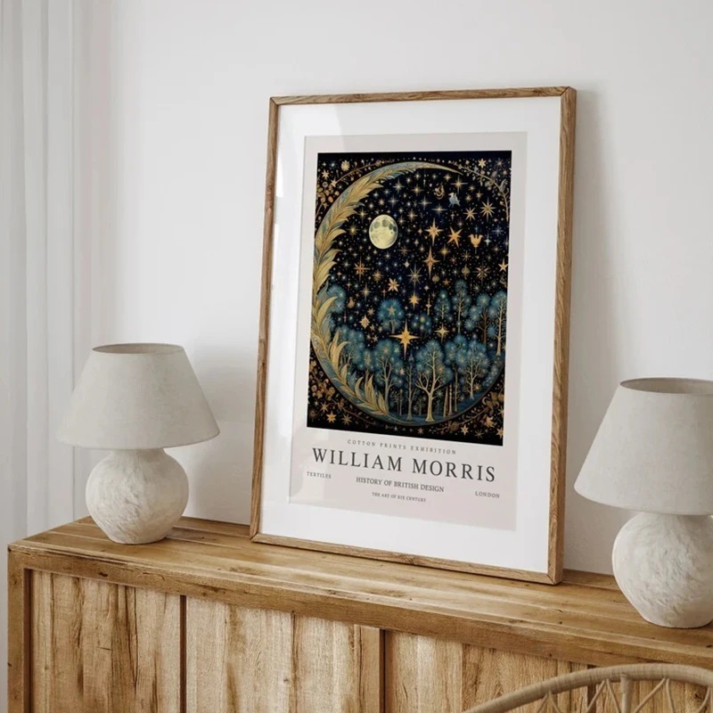 Vintage Moon and Stars William - Art Craft William Morris avaliação e preço