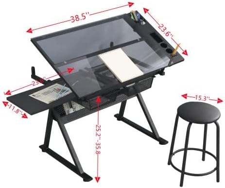 Glass Drafting Table Art Desk  - Artwork Craft avaliação e preço