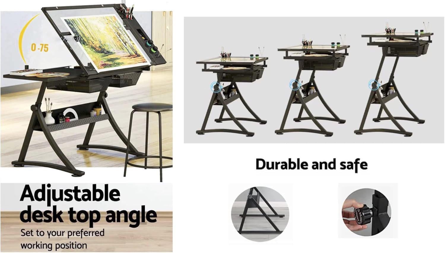 Glass Drafting Table Art Desk  - Artwork Craft avaliação e preço