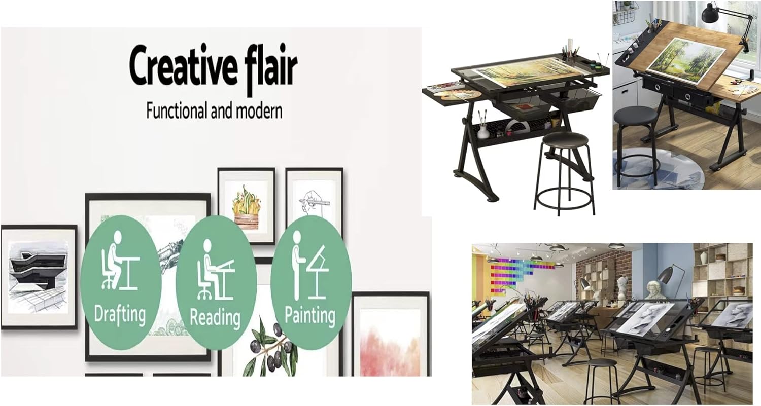Glass Drafting Table Art Desk  - Artwork Craft avaliação e preço