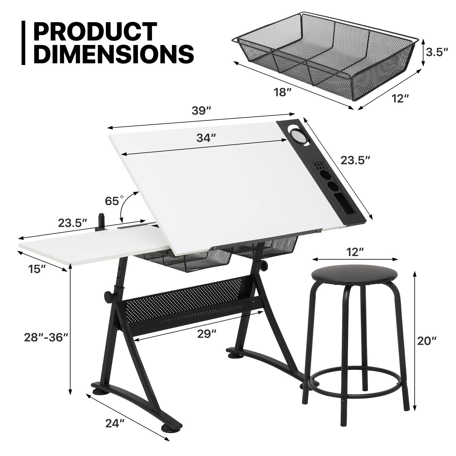 Adjustable Drafting Desk with  - Art & Craft Paper Origami avaliação e preço