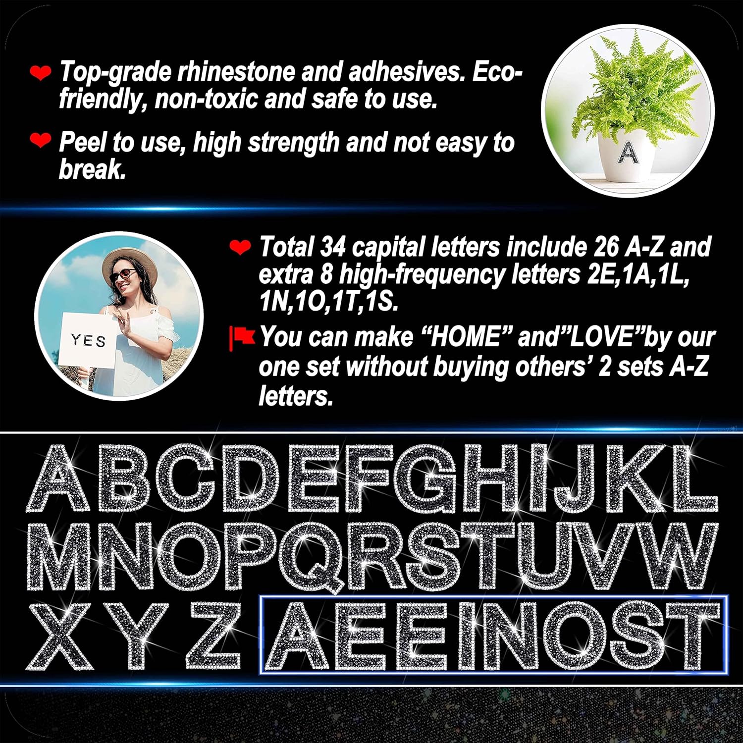 34Pcs Rhinestone Letter Sticke - Art And Craft Letter Z avaliação e preço