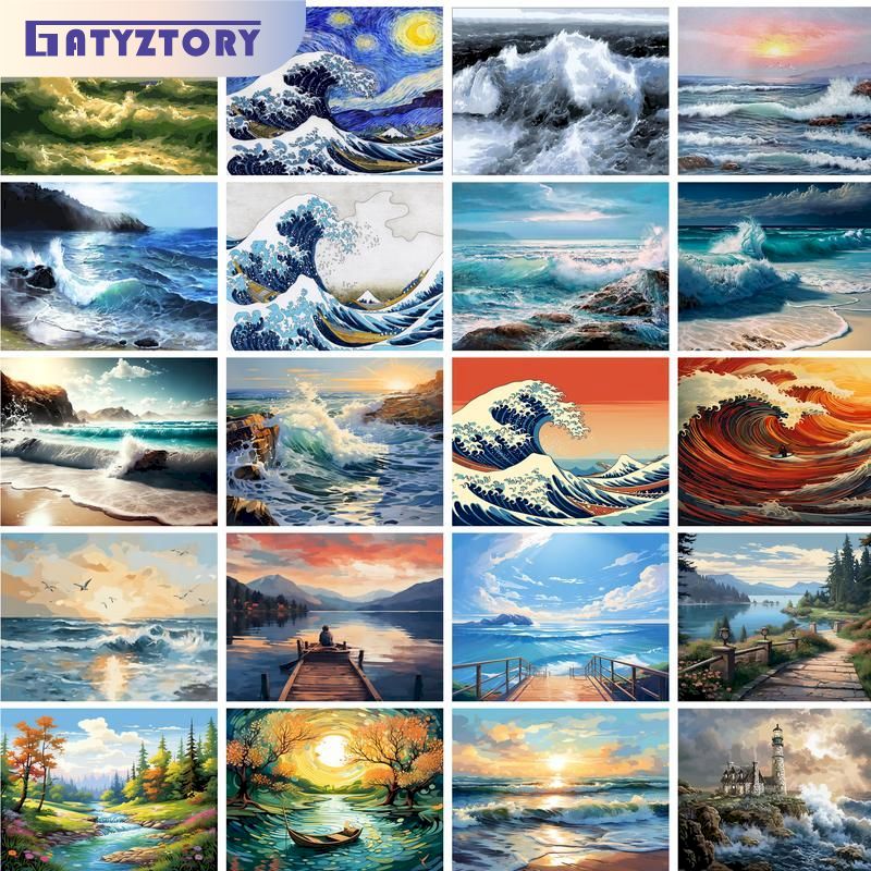 GATYZTORY Framed Ocean Beach R - Art Craft Number avaliação e preço