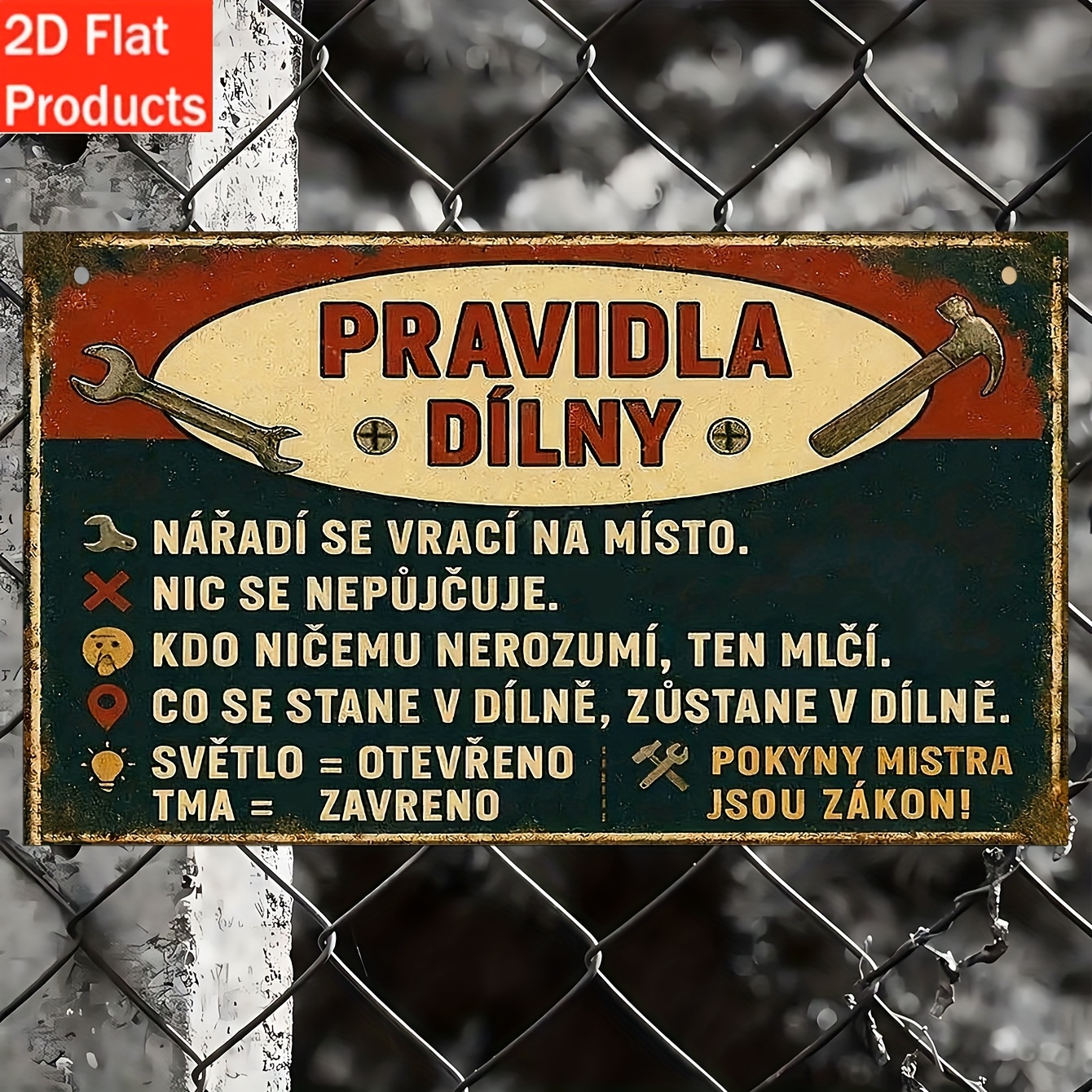 Wooden retro Czech slogan wall - Art Craft Movement avaliação e preço