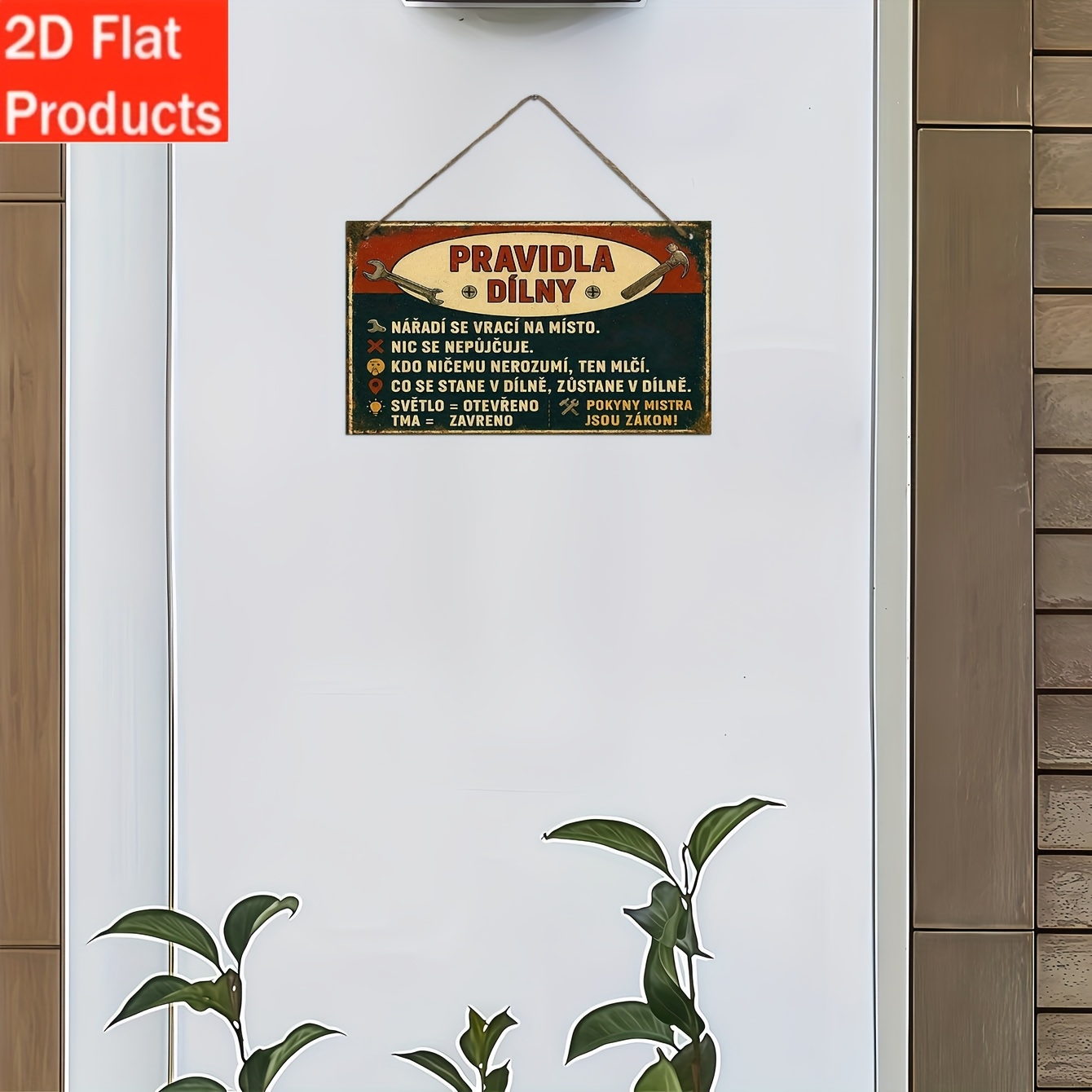Wooden retro Czech slogan wall - Art Craft Movement avaliação e preço