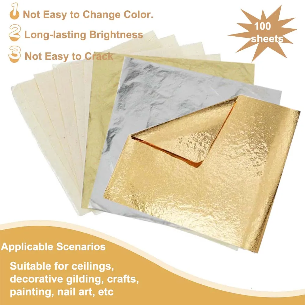 100Pc Colored Golds Leaf Sheet - Art Craft With Leaves avaliação e preço